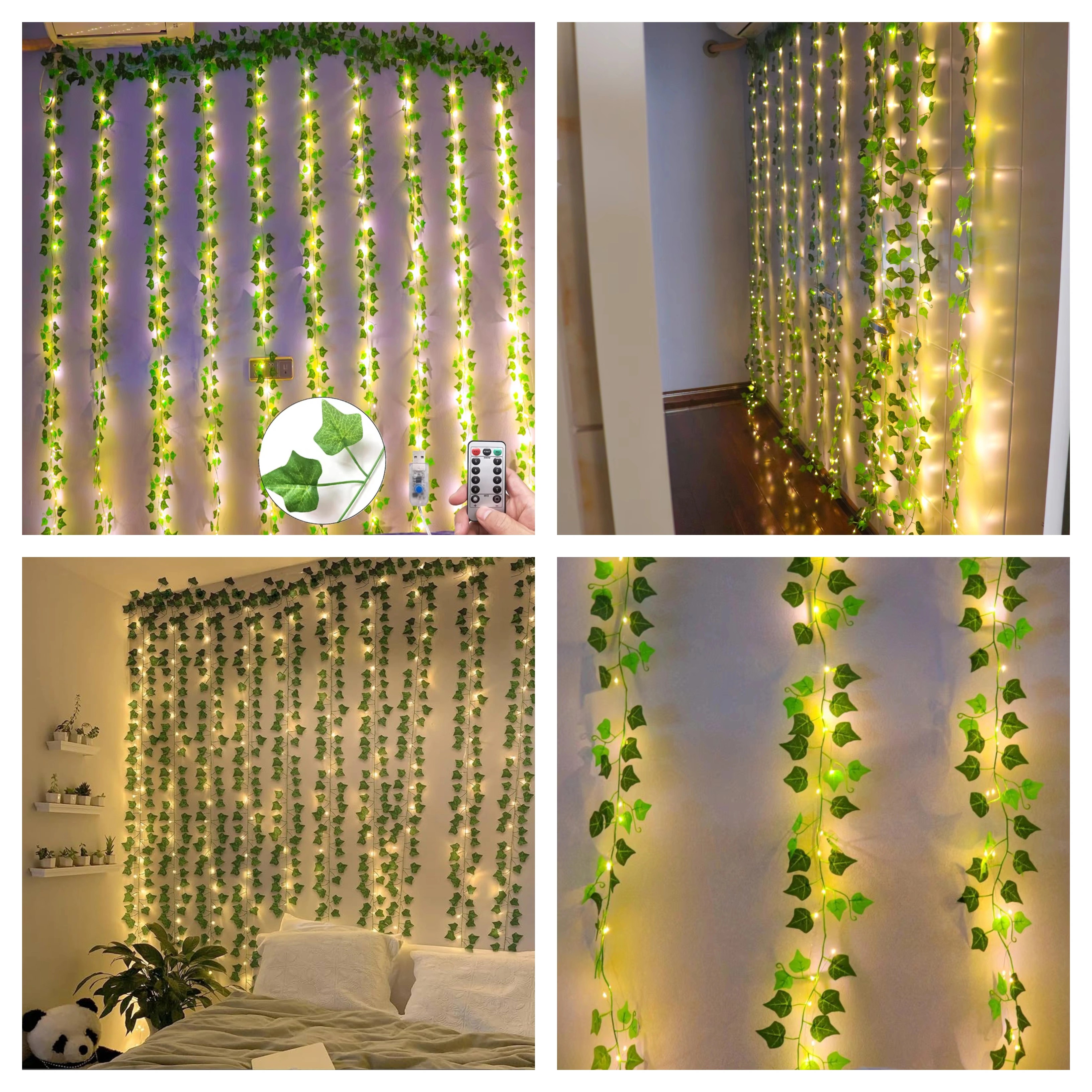 Curtain LED Lights with Artificial Vines