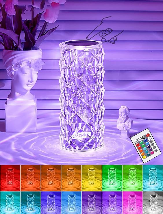 Rose Crystal Diamond Table Touch/Remote Lamp