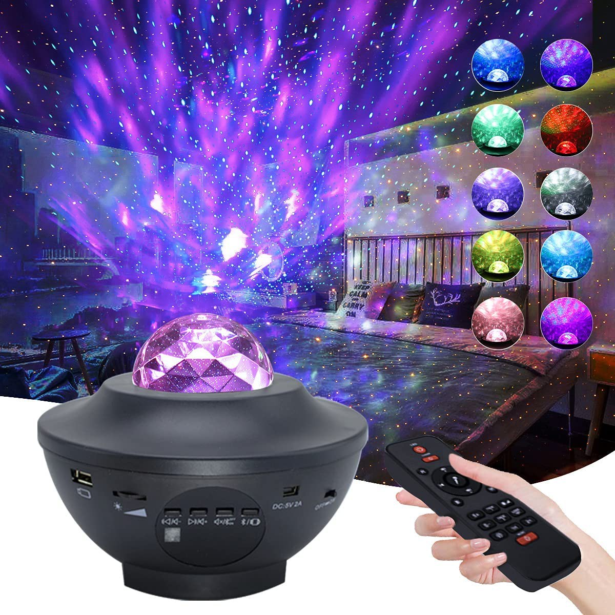 Starry Galaxy Projector Night Light with Bluetooth Music Speaker