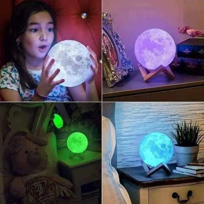 3D Moon Lamp 16 Colors Remote & Touch - 15 cm-Night Lights