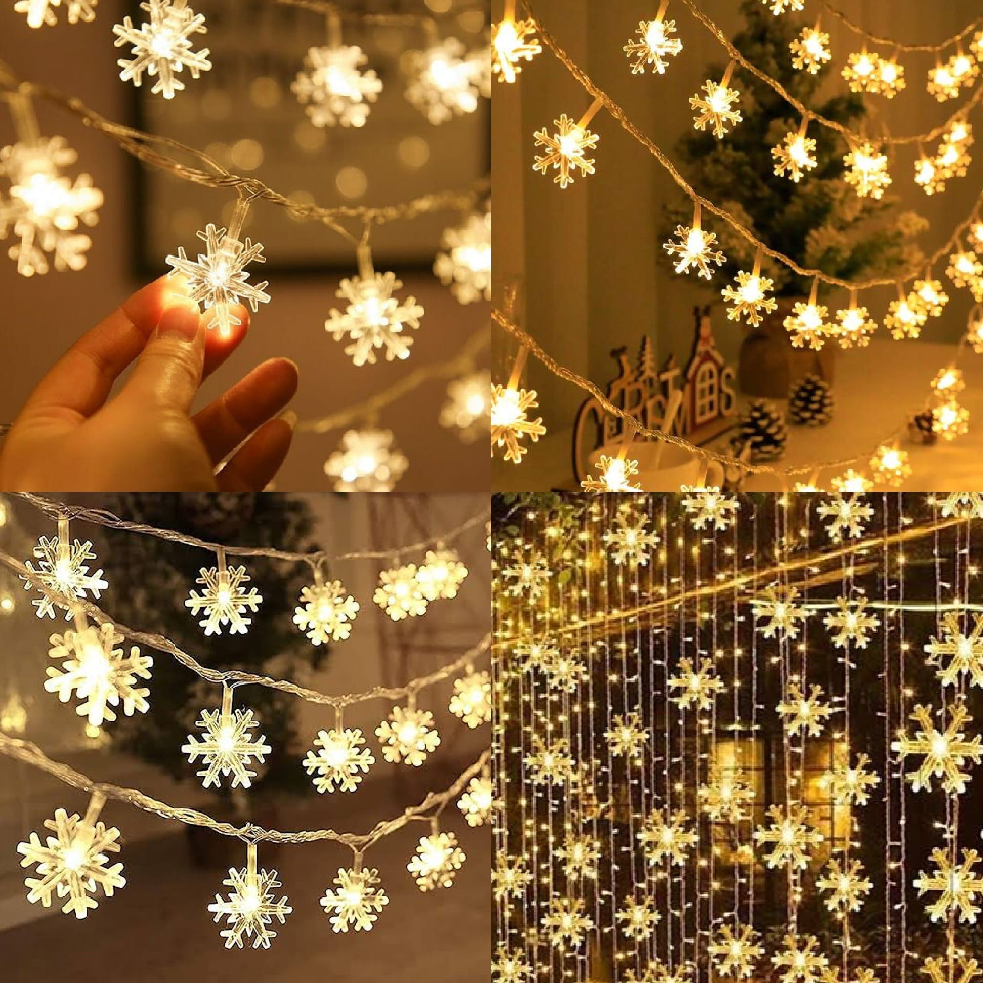 Snowflake String Fairy Lights – Golden