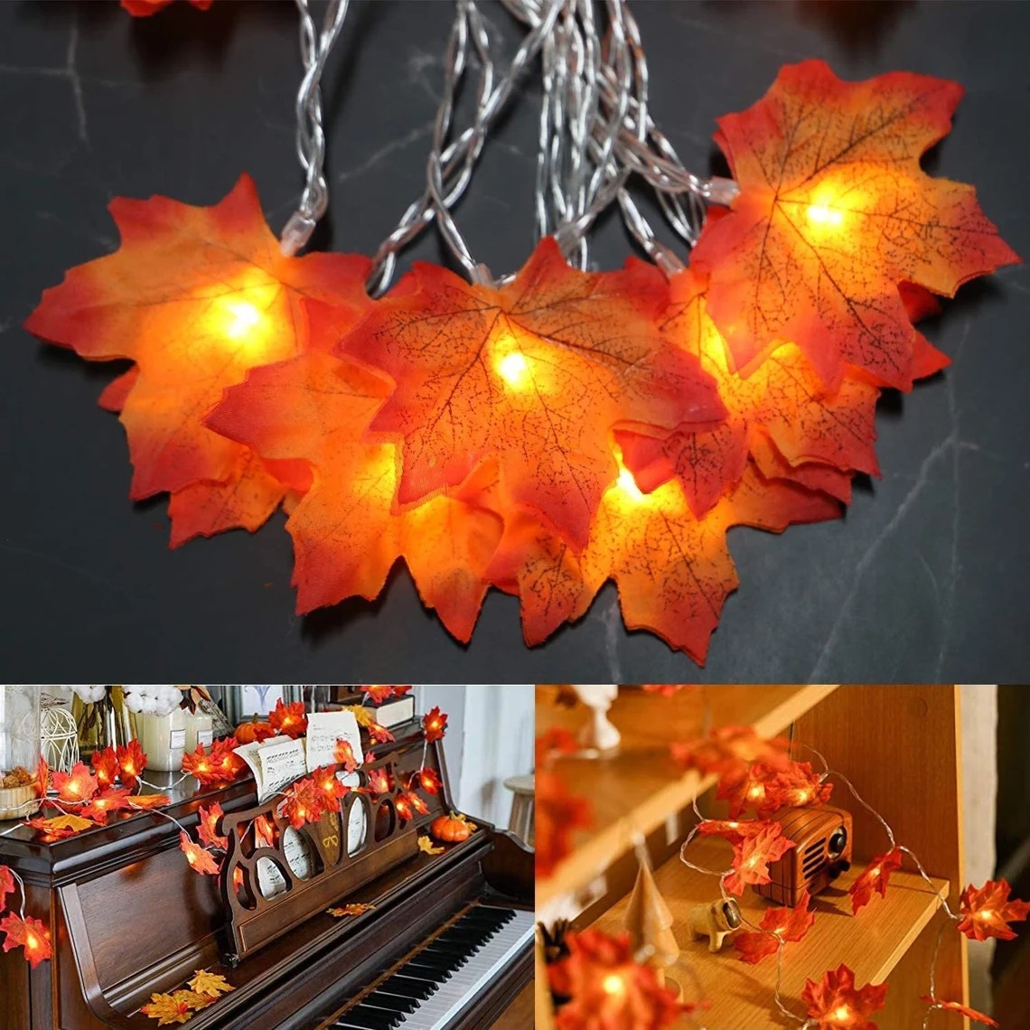 Maple Leaf String Fairy Lights – Golden