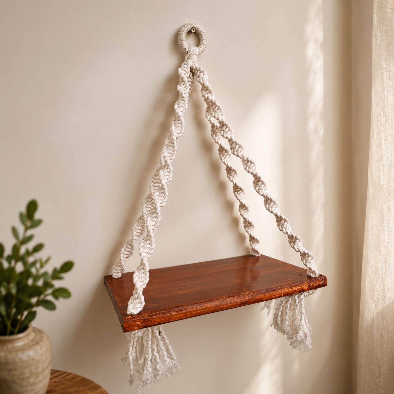Macramé Wooden Rack