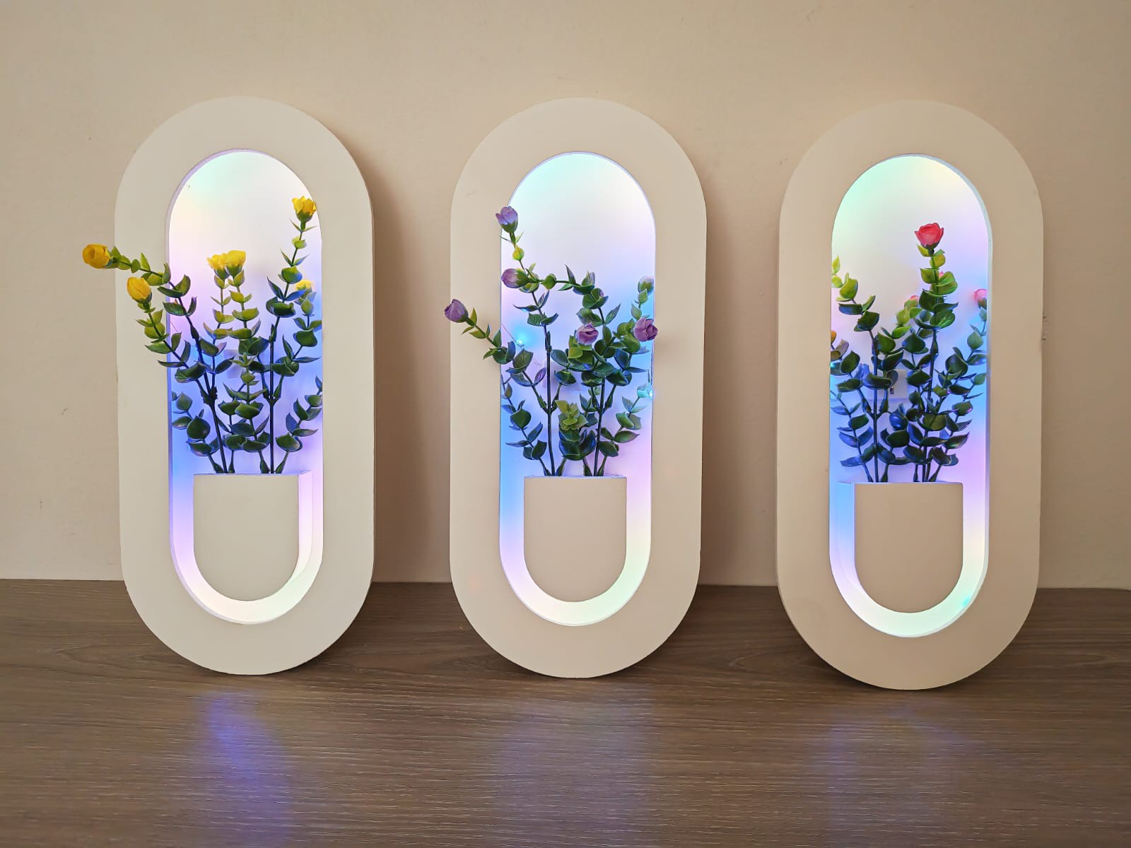 Capsule Glow Vase Tulip Flower 3pcs Combo Multi